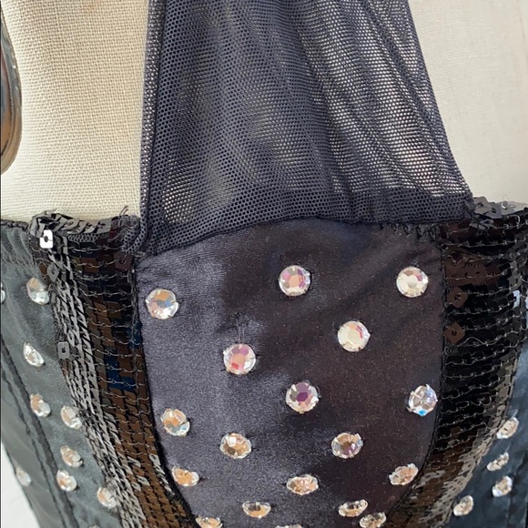 Guess Marciano Black Rhinestone Sequin Corset M - Picture 5 of 8